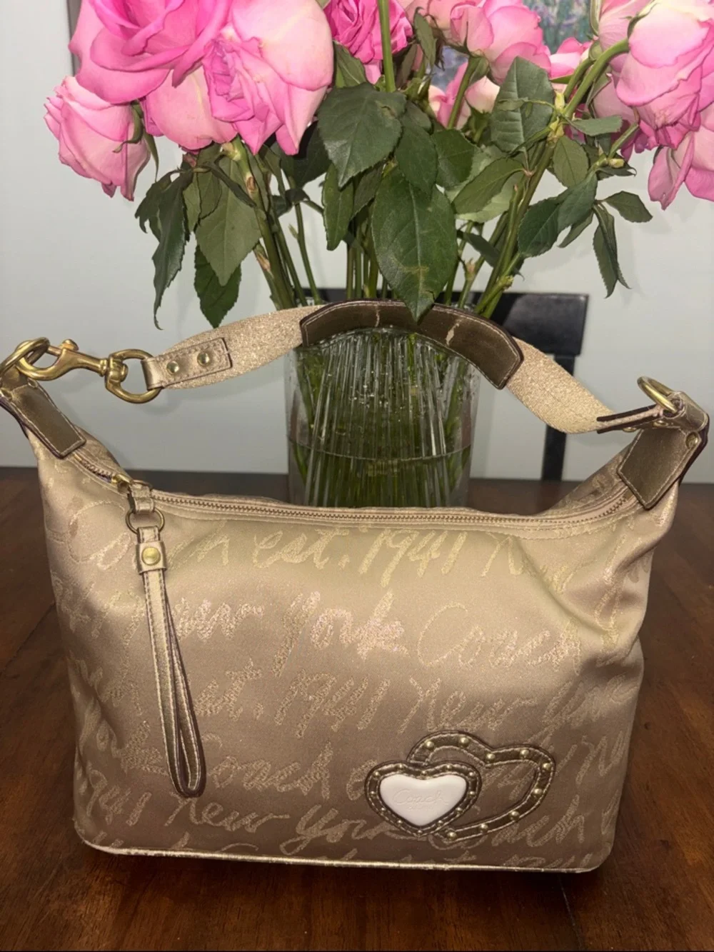 Coach Poppy Lurex Hobo Signature Script in GUC. - Picture 2 of 11